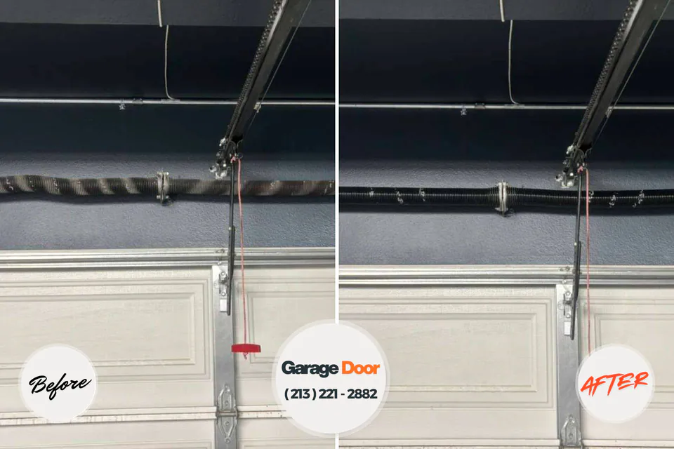 Before and after: garage door repair Darmstadt, IN